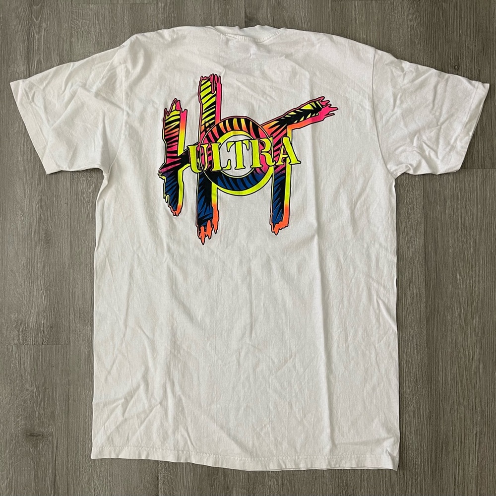 Vintage 1987 Original Ultra Hot Shirt Men’s Size Large White Pink Yellow
